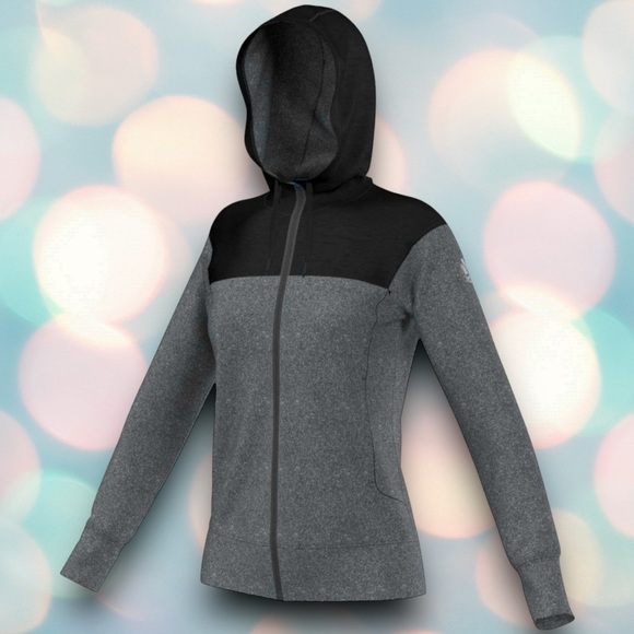 adidas Tops - Adidas Women’s Climawarm Gray and Black Athletic Workout Sweatshirt Hoodie XS